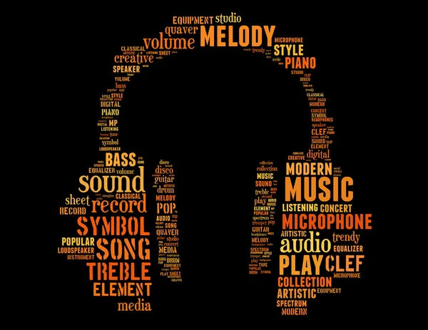 Auriculares musicales, concepto de nube de palabras 3 — Foto de Stock