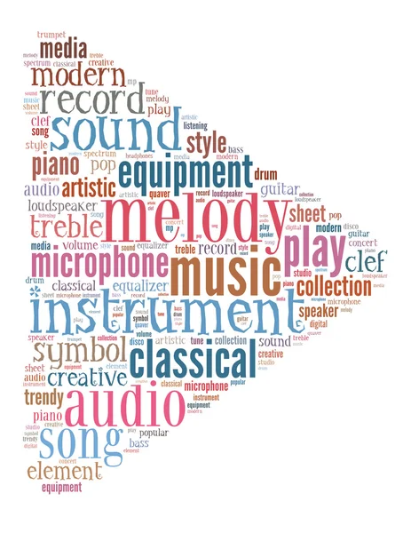 Reproducir música, concepto de nube de palabras 6 — Foto de Stock