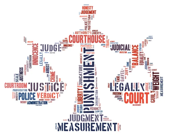 Scale justice, word cloud concept — Stock Photo, Image
