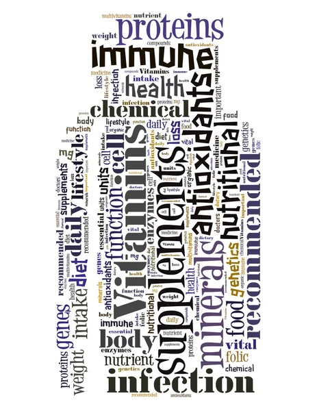 Vitaminer flaskan, word cloud koncept 9 — Stockfoto