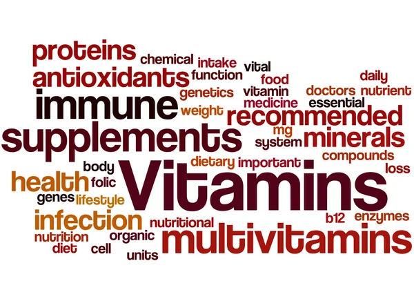 Vitamine, parola concetto di nube 3 — Foto Stock