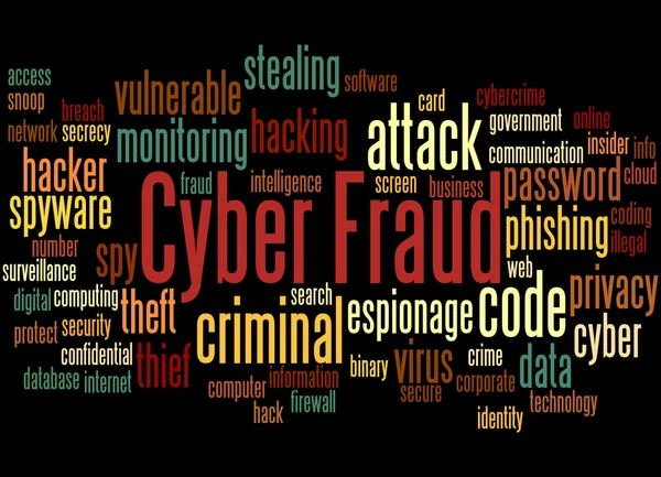 Cyber fraude, word cloud concept 2 — Stockfoto