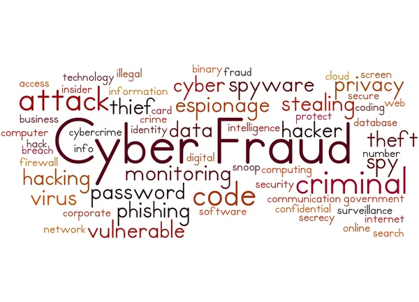 Cyber fraude, word cloud concept 7 — Stockfoto