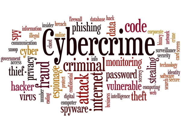 Cybercriminaliteit, word cloud concept 3 — Stockfoto