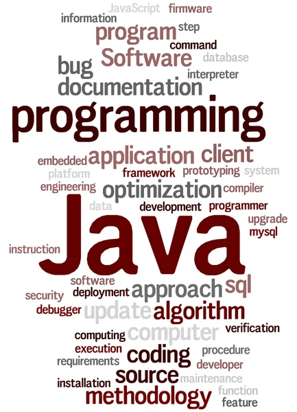 Programmeren in Java, word cloud concept — Stockfoto