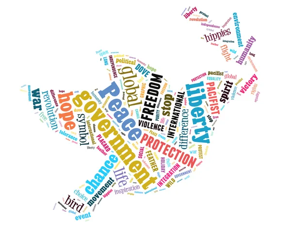 평화 비둘기, 단어 클라우드 개념 8 — 스톡 사진