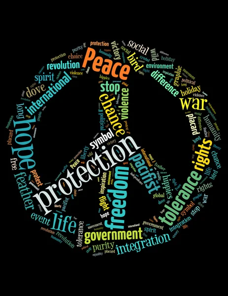 Peace symbol, word cloud concept 4 — Stock Photo, Image
