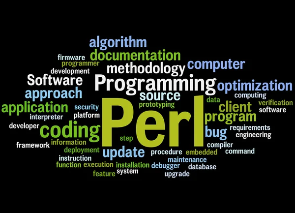 Perl programmering, word cloud begrepp 7 — Stockfoto