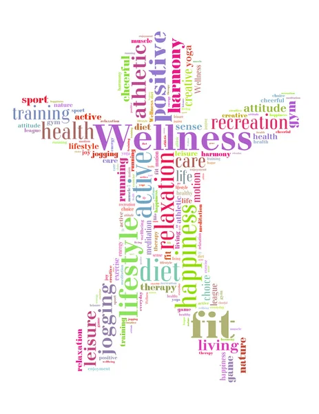 Wellness-oefening, word cloud concept 7 — Stockfoto