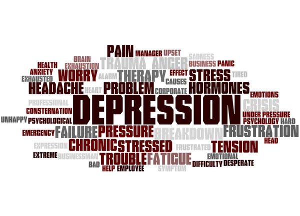 Depressie, word cloud concept 3 — Stockfoto