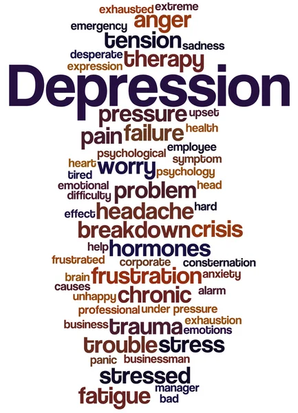 Depresi, kata konsep awan 2 — Stok Foto