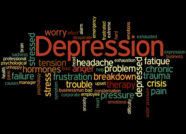 うつ病、単語クラウド コンセプト 5 — ストック写真
