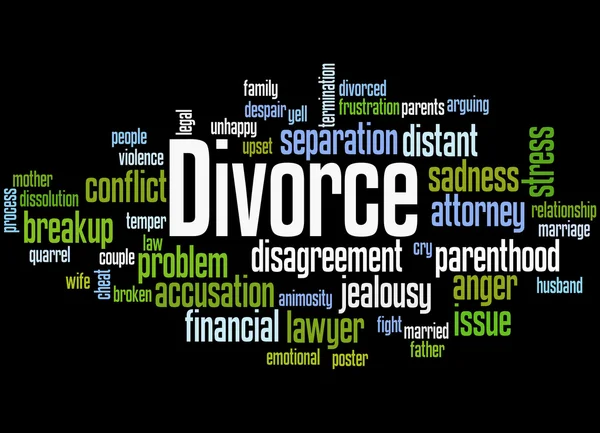 Διαζύγιο, σύννεφο λέξη έννοια 7 — Φωτογραφία Αρχείου