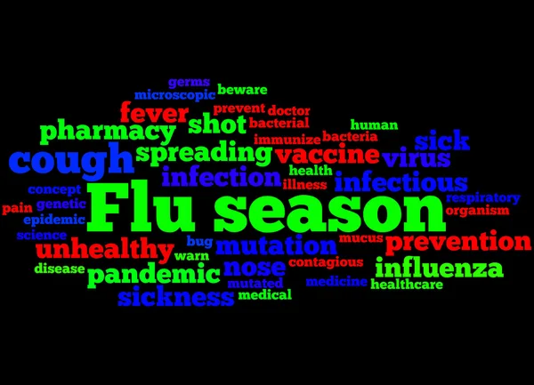 インフルエンザの季節、単語クラウド コンセプト 5 — ストック写真