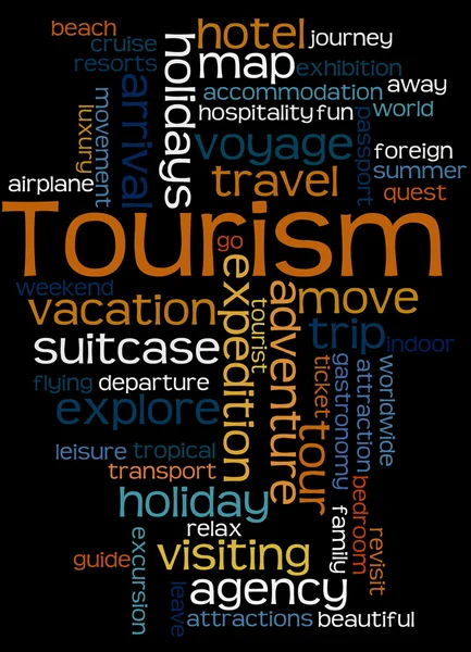 Turismo conceito nuvem palavra 5 — Fotografia de Stock