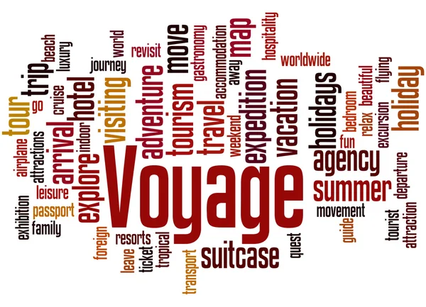 Voyage, slovo mrak koncepce 3 — Stock fotografie