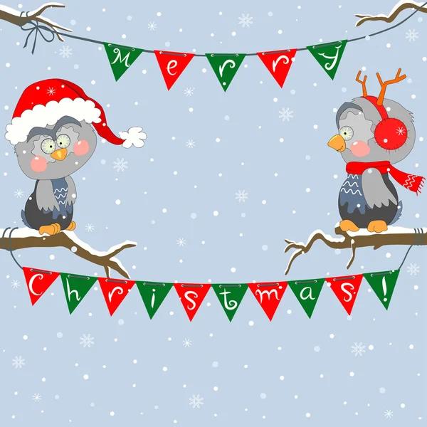 Búhos de Navidad — Archivo Imágenes Vectoriales