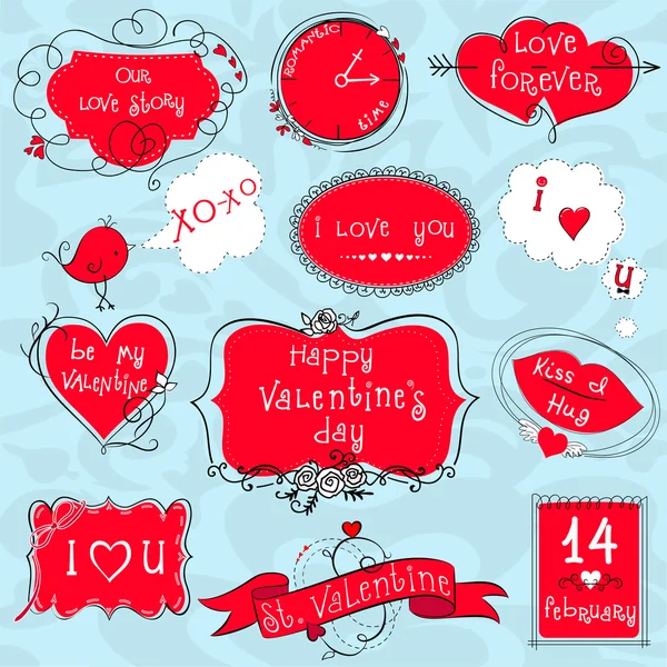 Doodle Valentine frames — Stockvector