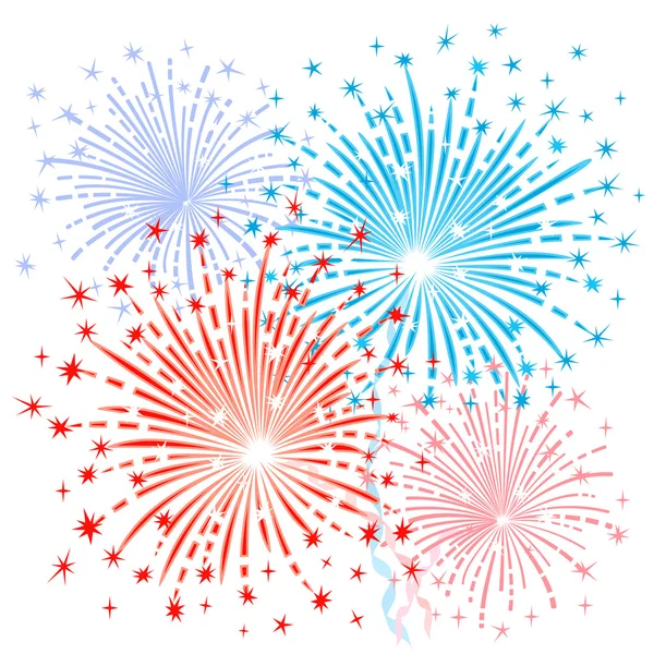 Red blue fireworks — Stock Vector
