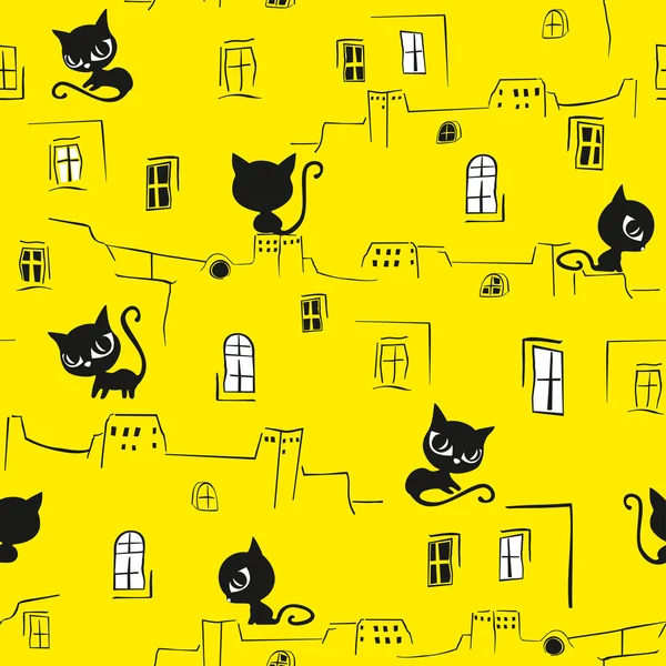 Chats motif sans couture — Image vectorielle