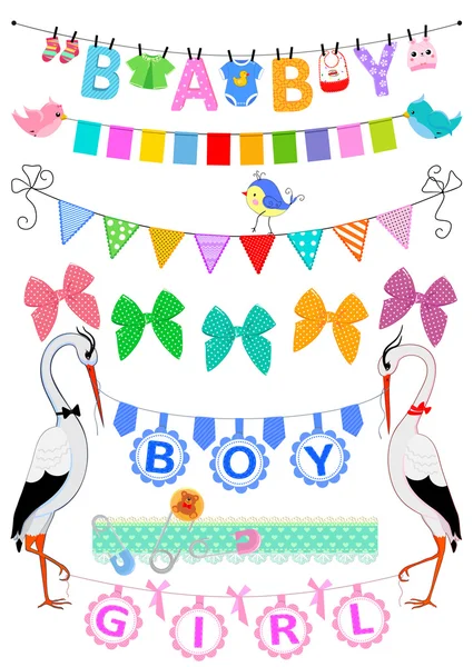 Conjunto bebê bunting — Vetor de Stock