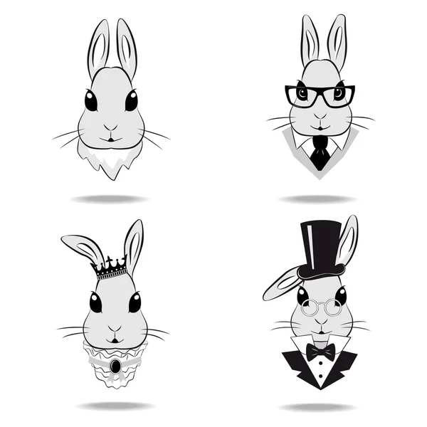 Set  head of the rabbit — Stock Vector