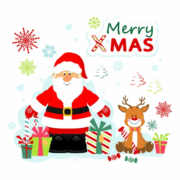 Santa Claus en Rudolf — Stockvector