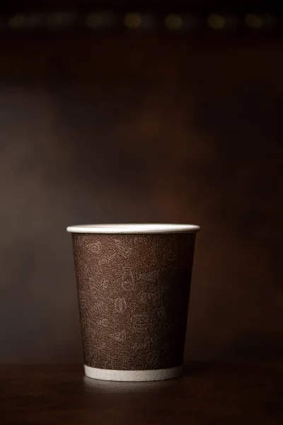 Coffee In Paper Cup On Vintage Wooden Table