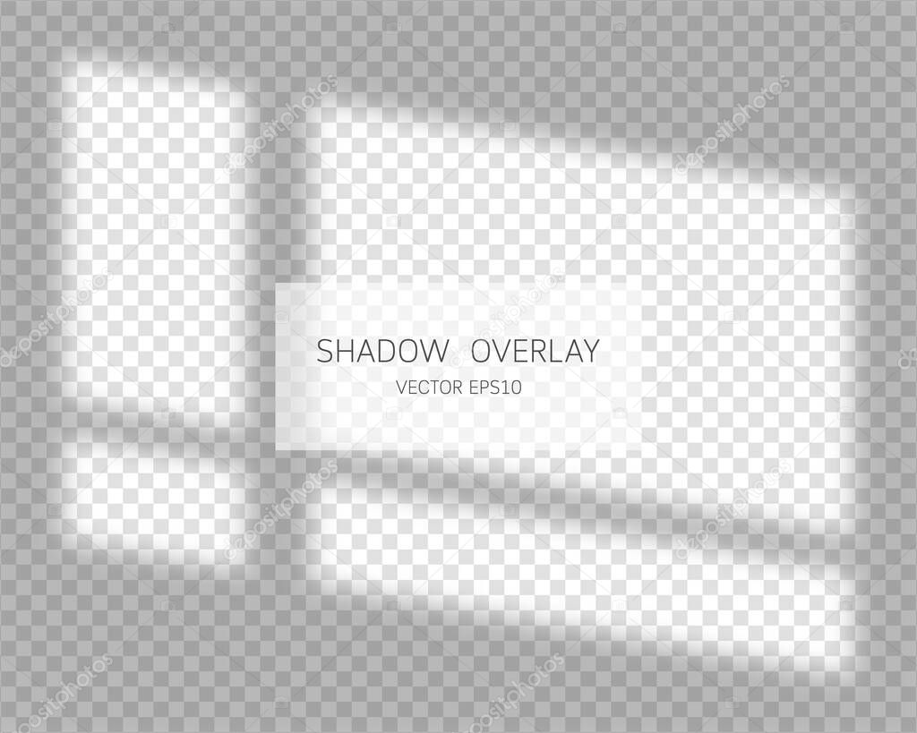 Shadow overlay effect. Natural shadows from window isolated on transparent background. Vector illustration. 