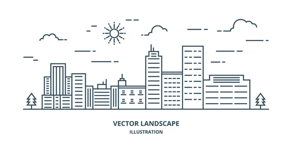 Paysage Vecteur Plat Moderne Illustration Vectorielle Paysage Ligne Mince — Image vectorielle