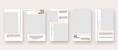 Sosyal medya şablonu. Düzenlenebilir moda sosyal medya hikayeleri. Model izole edildi. Şablon tasarımı. Vektör illüstrasyonu.