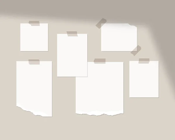 木板模型模板 墙上空白的白纸 阴影罩在上面 模拟向量隔离 模板设计 现实的病媒说明 — 图库矢量图片
