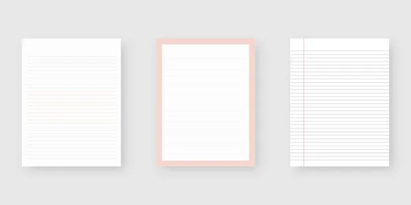 Caderno Conjunto Papel Folha Modelo Papel Forrado Mockup Isolado Projeto —  Vetores de Stock