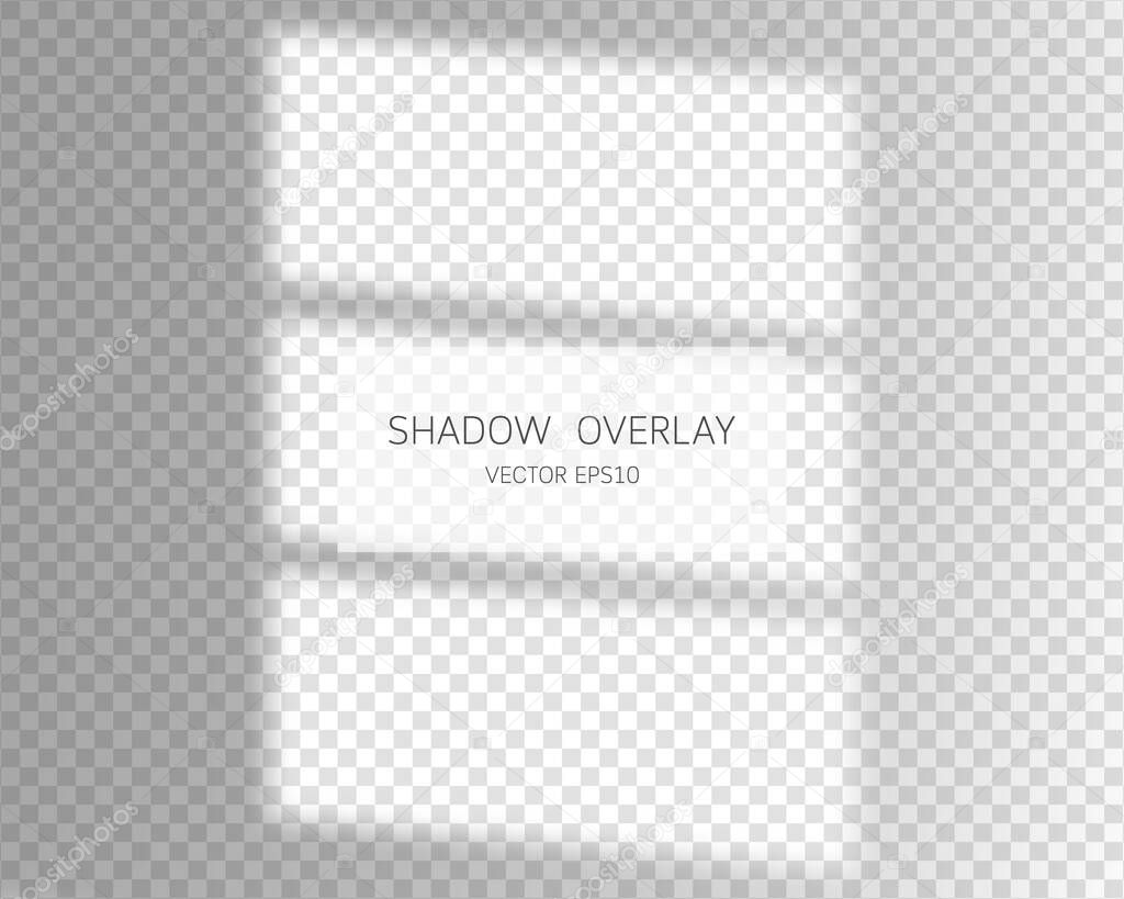 Shadow overlay effect. Natural shadows from window isolated on transparent background. Vector illustration. 