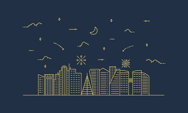 Ilustração Paisagem Cidade Com Estilo Linha Fina Paisagem Fina Cidade — Vetor de Stock