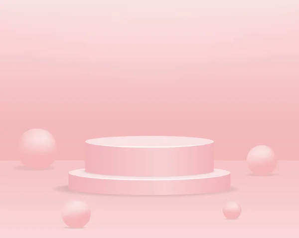 Prázdný Válec Pódium Růžovém Pozadí Abstraktní Minimální Scéna Objektem Geometrického — Stockový vektor