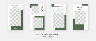 Sosyal medya şablonu. Düzenlenebilir moda sosyal medya hikayeleri. Model izole edildi. Şablon tasarımı. Vektör illüstrasyonu.