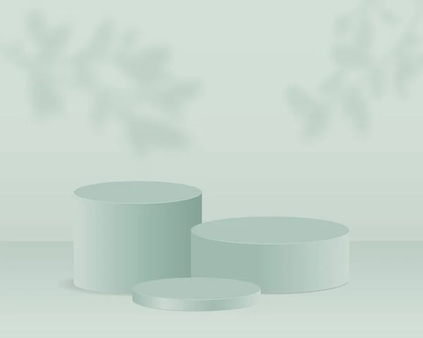 Minimum arkaplanda boş silindir podyumu. Geometrik şekilli nesne ile soyut asgari sahne. Ürün sunumu için tasarım. 3d vektör illüstrasyonu. 
