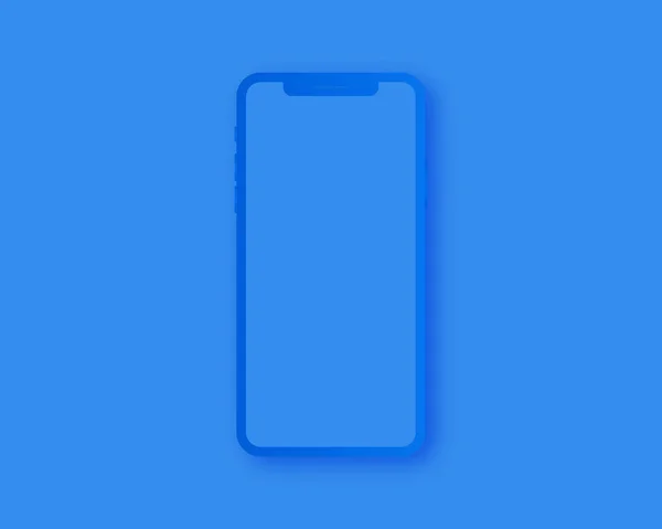 Vettore Mockup Smartphone Smartphone Vuoto Isolato Sfondo Blu Vettore Mockup — Vettoriale Stock