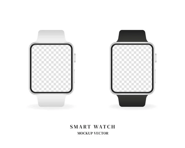 Slimme Horlogemodellen Blanco Smart Horloge Mockup Vector Geïsoleerd Witte Achtergrond — Stockvector