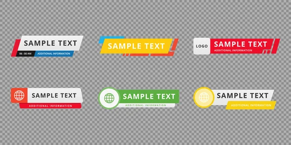 Dolní Třetí Šablona Nastavena Vektorové Televizní Transparenty Bary Pro Zprávy — Stockový vektor