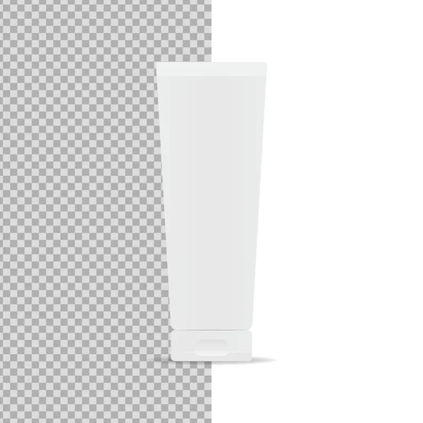 プラスチック化粧チューブモックアップ プラスチック化粧品容器 モックアップベクトル分離 テンプレートデザイン 現実的なベクトル図 — ストックベクタ