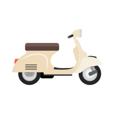 Beyaz arka planda klasik scooter izole edildi. Düz tasarım vektörü.