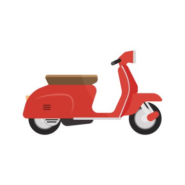 Beyaz arka planda klasik scooter izole edildi. Düz tasarım vektörü.