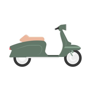 Beyaz arka planda klasik scooter izole edildi. Düz tasarım vektörü.