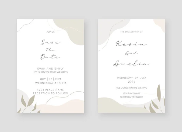 Invitation Card Template Set Wedding Invitation Card Template Design Vector — Stock Vector