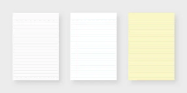 Conjunto Papel Cuaderno Hoja Plantilla Papel Forrado Mockup Aislado Diseño — Archivo Imágenes Vectoriales