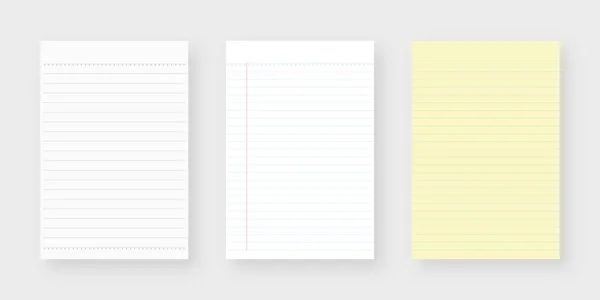 Caderno Conjunto Papel Folha Modelo Papel Forrado Mockup Isolado Projeto —  Vetores de Stock