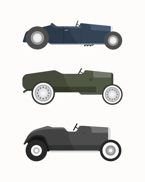 Zestaw Klasycznego Samochodu Vintage Samochodów Wektor Ilustracji — Wektor stockowy