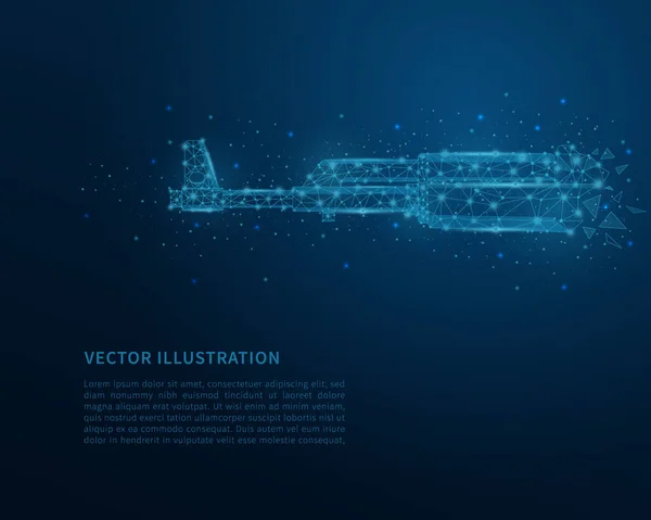 Mitrailleuse Basse Poly Wireframe Illustration Polygonale Filaire Avec Lignes Points — Image vectorielle